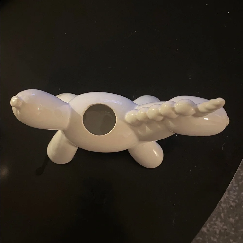 White Ceramic Balloon Unicorn. Opening for air plant or ?